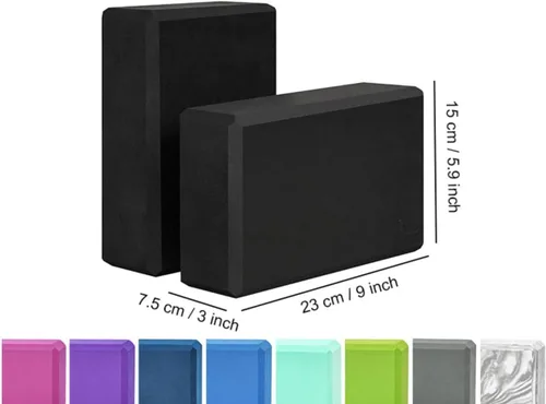 Miniatura 2 de EXERZ Bloques de yoga, paquete de 2, bloques de gimnasio, ladrillos de entrenamiento de fitness, soporte de mano elástico para pilates antideslizante