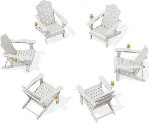 Miniatura 15 de Silla plegable ajustable KINGYES Adirondack, sillas reclinables Adirondack de 3 posiciones con portavasos, Adirondack de HDPE resistente a