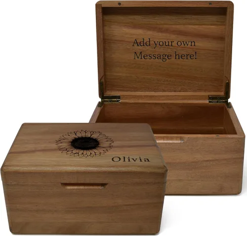 Miniatura 45 de Caja de madera grabada personalizada grande – Caja de recuerdo de madera de acacia con mensaje oculto personalizado, cajas de memoria de nogal