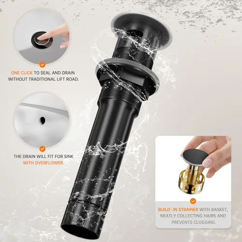 Miniatura 9 de Phiestina WE08E-MB - Grifo de acero inoxidable de arco alto de un solo orificio negro mate para fregadero de precocina/fregadero de bar/fregadero