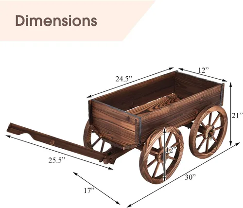 Miniatura 3 de S AFSTAR Carro de madera, soporte para maceta de flores de madera con 4 ruedas y agujeros de drenaje, maceta Amish, soporte de maceta rodante