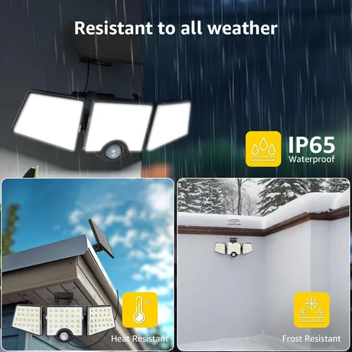 Miniatura 5 de Lepro Luces solares para exteriores, luces de seguridad activadas por movimiento WL5000, panel solar separado, 3 cabezales ajustables, ángulo