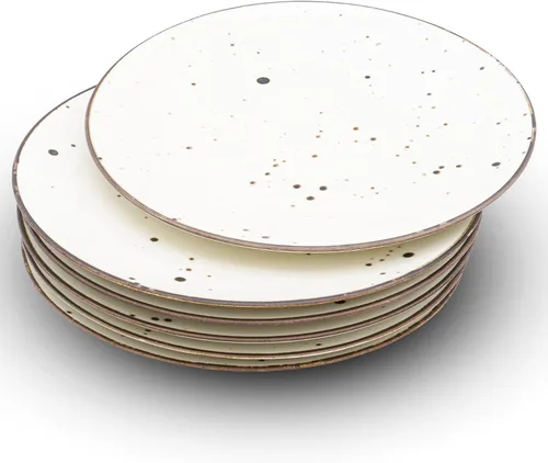 Esfour Ceramics Juego de 6 platos llanos de 11 pulgadas, aptos para microondas, horno, lavavajillas, resistentes a los arañazos, platos duraderos de