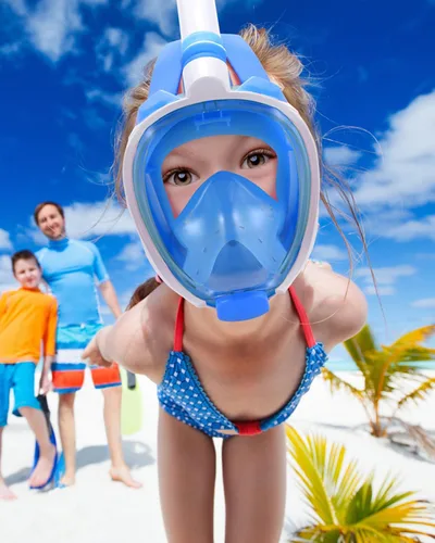 Miniatura 2 de WSTOO Kids Full Face Snorkel Masks,Suitable for Beginners Dry Top Snorkeling Gear,Can Your Mouth or Nose to Breathe,180 Degrees Panoramic