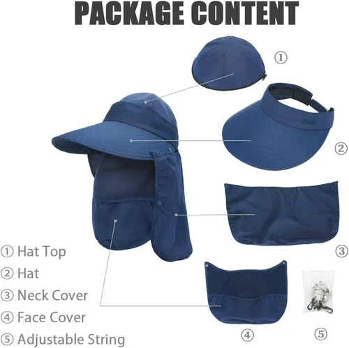Miniatura 8 de Sombrero de ala ancha – Multifuncional UPF 50 protección cubo pesca sombrero sombrero gorra Azul marino