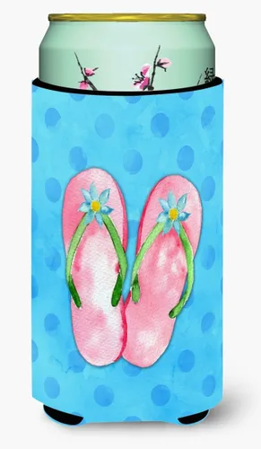Miniatura 8 de Caroline's Treasures BB8221MUK - Chanclas color rosa con lunares azules, ultra Hugger para latas delgadas, funda enfriadora de latas azules, lavable