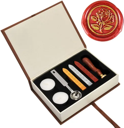 El juego de sellos de cera The Rose, Yoption, sello de cera vintage clásico, juego de sellos retro, con caja de regalo (The Rose #3)