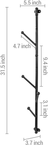 Miniatura 5 de MyGift Perchero de Pared de Metal Negro Mate con 6 Ganchos para Entrada y Sombreros