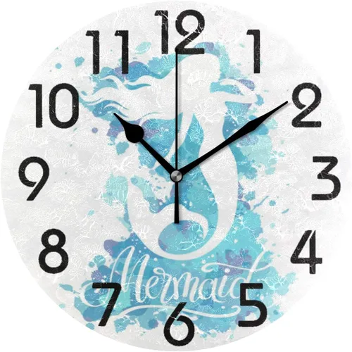 Miniatura 17 de Spring Hummingbird - Reloj de pared redondo con estampado de flores, 9.5 pulgadas, funciona con pilas, reloj de escritorio analógico silencioso