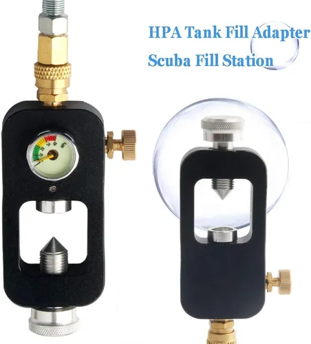 Miniatura 3 de Adaptador de buceo de válvula DIN 4500psi PCP Paintball HPA de alta presión Estación de llenado de tanque Muelle de acero inoxidable