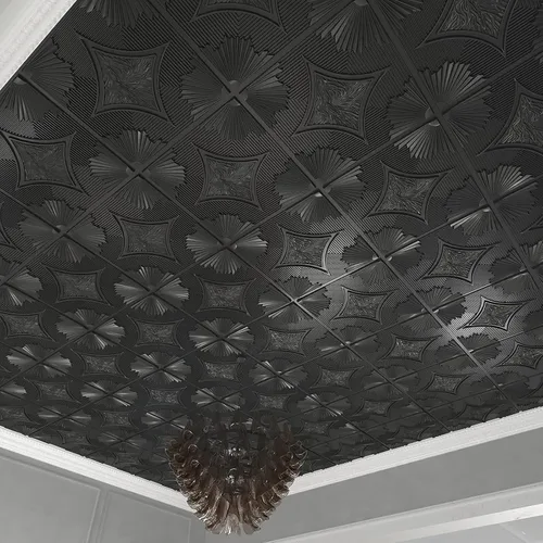 Miniatura 4 de Art3d Azulejos de techo caídos de 24 x 24 pulgadas, color negro (paquete de 12, 48 pies cuadrados), paneles de revestimiento 3D con pegamento de 2 x
