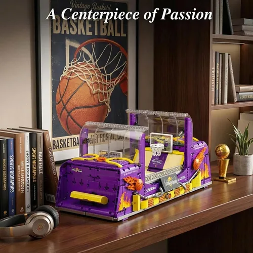 Miniatura 6 de Juego de bloques de construcción de máquina de pinball para adultos, juego de mesa motorizado de baloncesto con luces y música, juguetes STEM ideas
