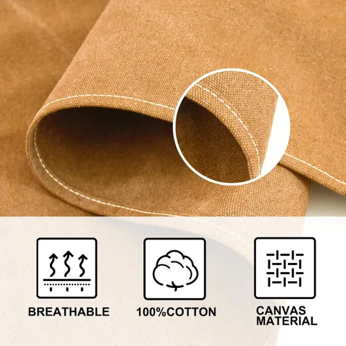 Miniatura 4 de OUNLEN Delantal de Chef para Hombres y Mujeres de Lona con 3 Bolsillos, Delantal Resistente de Trabajo con Espalda Cruzada para Cocinar Amarillo