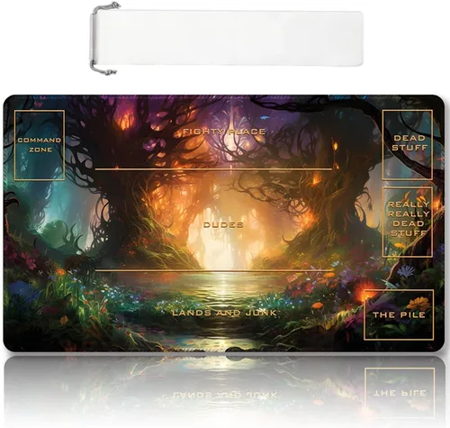 Miniatura 35 de Tapete de Juego MTG Premium Cosido con Zonas y Respaldo de Goma Antideslizante - Tapete de Juego TCG para MTG y Otros Juegos de Cartas - Diseño Dkt