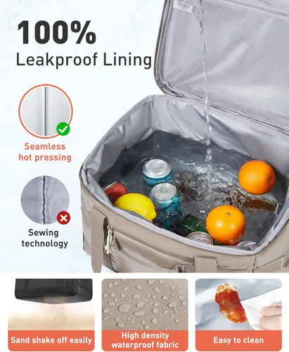 Miniatura 3 de TOURIT Lonchera térmica con lados blandos 48/60 latas gran bolsa de almuerzo plegable, caja de hielo, 8.4/10.6 galones enfriadores sin fugas