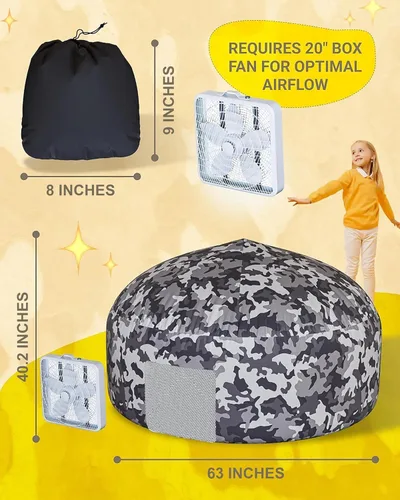 Miniatura 2 de Skywin Tienda de campaña de camuflaje Shadow Fort Air para niños (77 x 50 pulgadas) se construye en 30 segundos, tiendas de campaña para niños