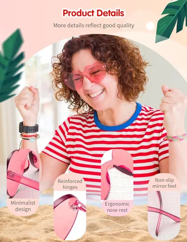 Miniatura 4 de LOHO MAGICA 9 pares de gafas de sol con forma de corazón sin montura en forma de corazón, gafas de sol para fiesta, gafas de sol de corazón