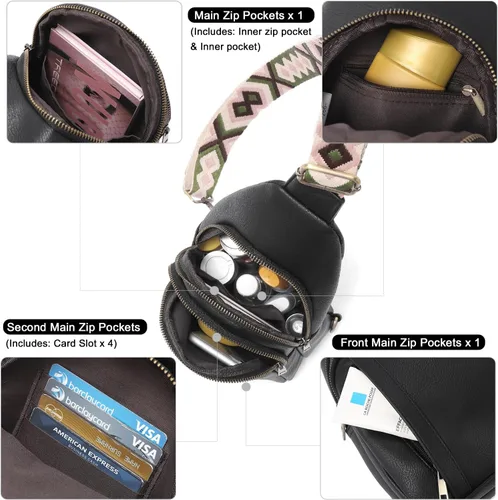 Miniatura 3 de Bolsos cruzados CLUCI para mujer y hombre, bolso bandolera de cuero, mochila de cuerpo cruzado para mujer, regalos para mujeres, cumpleaños, único