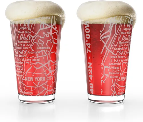 Miniatura 14 de Greenline Goods Vasos de cerveza – Juego de vasos de 16 onzas para los amantes de Pittsburgh – Juego de 2 – Grabados con Pittsburgh, PA Map