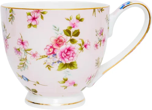 Miniatura 12 de Tazas de café de porcelana de hueso de 16oz para mujeres Tazas Flora Tazas de café y té Novedades Tazas de café para regalar a mujeres, mamá, amigas