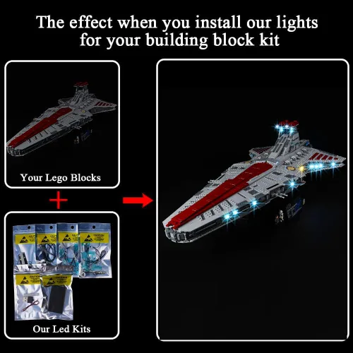 Miniatura 3 de Kyglaring Kit de luces compatible con bloques de construcción Lego Star Wars Venator 75367, accesorios de iluminación mejorados para Class Republic