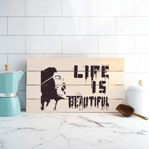 Miniatura 3 de Banksy - Plantilla reutilizable para paredes y manualidades, plantillas reutilizables de Life is Beautiful para pintar en tamaños pequeños