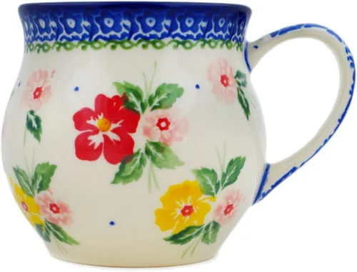 Miniatura 19 de Auténtica taza de burbujas de cerámica polaca de 13 onzas en diseño amarillo hecho a mano en Bolesławiec Polonia por Ceramika Bona + certificado