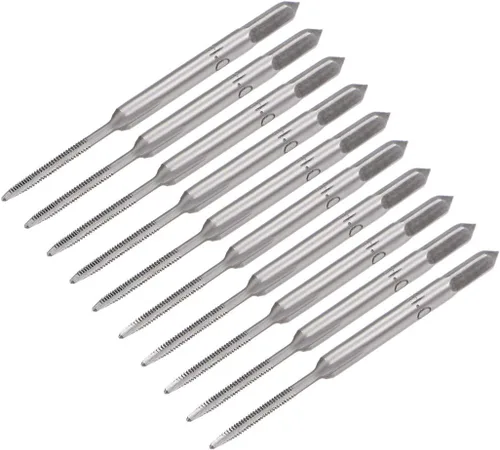 Miniatura 9 de uxcell Juego de 5 pares de roscado de mano métrica M1.6 Rosca 0.014 in paso cónico y enchufe Fresado Machos rectos Flautas de acero de alta velocidad