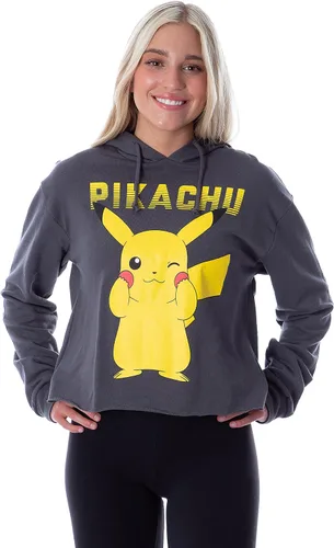 Miniatura 2 de Mad Engine Pokemon Pikachu Blushing Red Cheeks - Sudadera con capucha para mujer, Carbón vegetal