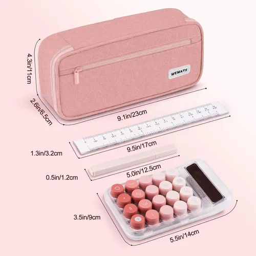 Miniatura 5 de WEMATE Estuche para lápices, organizador grande de almacenamiento para papelería, esencial para el regreso a la escuela, imprescindible para el Rosa