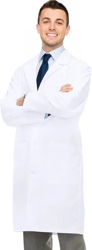 Miniatura 2 de NY Threads Abrigo de laboratorio profesional para hombres, abrigo médico largo de polialgodón de manga completa