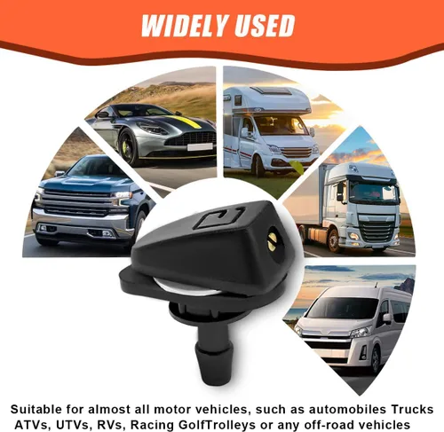 Miniatura 6 de Kit de 2 boquillas para lavaparabrisas delantero de automóvil, cabezal pulverizador de 0.31 pulgadas para boquillas de lavaparabrisas de automóvil