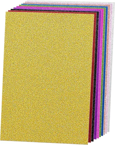 Miniatura 9 de SALEMAR Papel Cartulina con Purpurina Dorada, Cartulinas Brillantes para Cricut, Papel con Purpurina para Crear Tarjetas de Felicitación, Adornos
