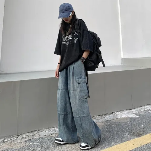 Miniatura 2 de Y2K - Pantalones de mezclilla holgados Emo Cyber Cargo Grunge Vintage Demin Ropa estética Hiphop Jogger Pantalones deportivos góticos Streetwear