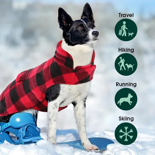Miniatura 5 de Kuoser - Abrigo de invierno para perro de estilo británico, resistente al viento, ropa para perros, chaquetas para perros, chaleco para perros Rojo