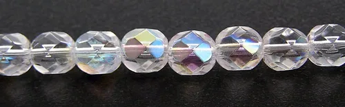 Miniatura 2 de 0.315 in, 150pcs, Crystal AB, Preciosa Checa Fuego Pulido Redondo Perlas de Vidrio Facetado, Aurore Borealis