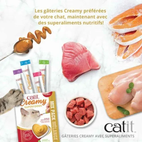 Miniatura 3 de Catit Creamy Superfood Lickable Cat Treat - Golosina hidratante y saludable para gatos de todas las edades, surtido, paquete de 8