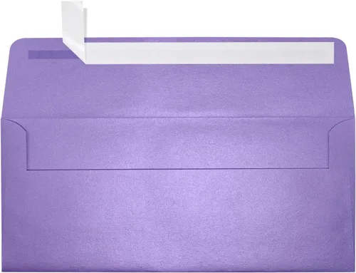 Miniatura 7 de LUXPaper Sobres comerciales #10 Despegar y prensar 4 1/8 pulgadas x 9 1/2 pulgadas aguamarina metálica Texto de 80 libras 50 unidades Azul