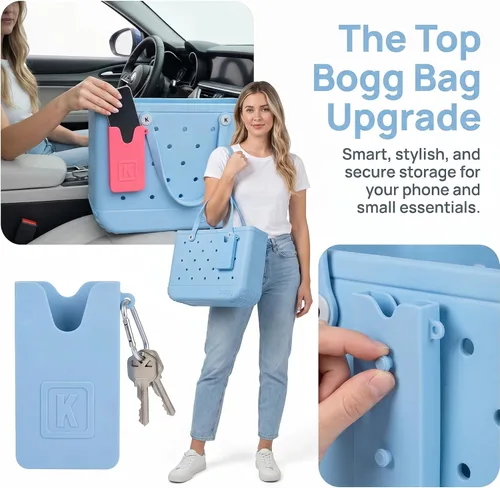 Miniatura 6 de Soporte de silicona para teléfono celular compatible con bolsas Bogg y bolsas de playa con agujeros, accesorio seguro para teléfono para bolsas