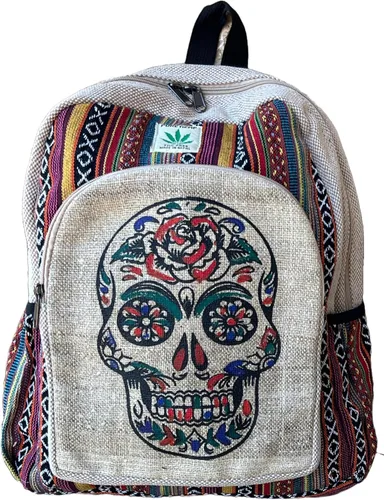 Mochila hecha a mano de algodón de cáñamo del Himalaya de diseño único de 17 pulgadas grande Hippie, Festival, Senderismo y Tablet Laptop Mochila -