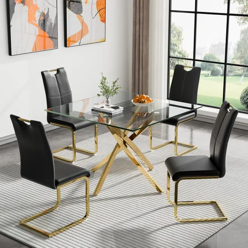 Miniatura 22 de Juego de mesa de comedor redonda de 3 piezas para 2, mesa de cocina moderna de vidrio plateado y sillas para 2 con sillas tapizadas, juego de mesa