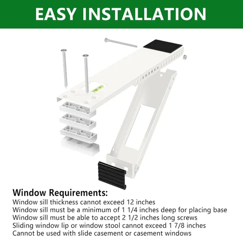 Miniatura 6 de Soporte de aire acondicionado de ventana, soportes universales de ventana de unidad de CA, ligeros, hasta 85 libras.
