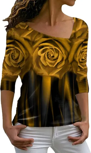 Camisetas con estampado geométrico para mujer, cuello en V, manga corta, bloque de color, estilo casual, blusas tipo túnica