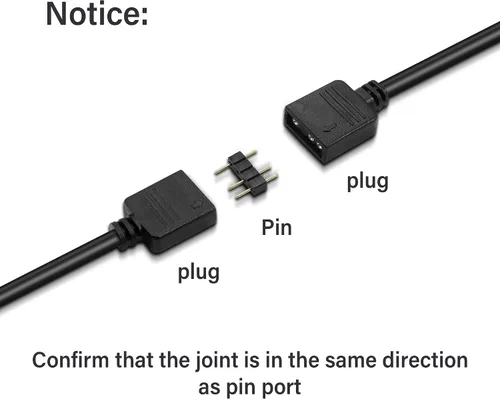 Miniatura 3 de GINTOOYUN Cable de extensión RGB, adaptador de conector ARGB macho de 3 pines a SM 3 pines, cable de extensión direccionable de 5 V para ventilador