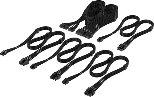 Corsair Elite Premium - Kit de iniciación de cable de fuente de alimentación tipo 4 con funda individual, peines de cable de perfil bajo, funda de