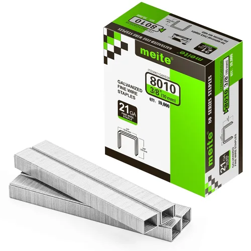 Miniatura 10 de meite Grapas de tapicería de calibre 21, corona de 1/2 pulgada con grapas galvanizadas resistentes de 1/2 pulgada de longitud para pistolas