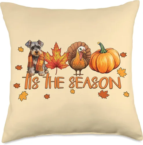 Miniatura 5 de Cute Dog Thanksgiving Fall Gifts for Her Tis The Season - Cojín miniatura de Schnauzer para otoño, Acción de Gracias, 16 x 16 pulgadas, multicolor