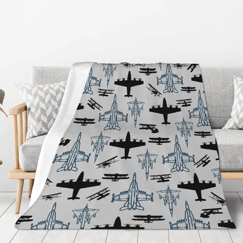 Miniatura 2 de Manta de avión, regalo para hombres, regalos de aviones para niños, niños y adultos, edredones de franela suave y mullida, decoración de avión