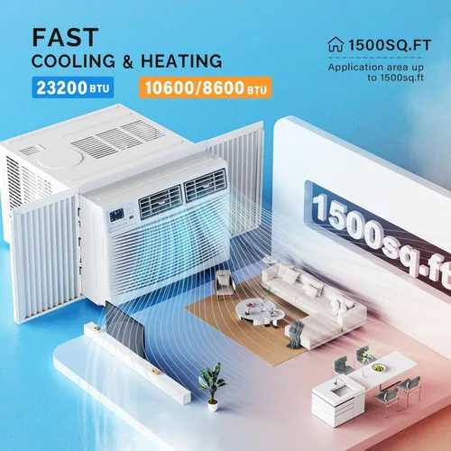 Miniatura 3 de ROVSUN - Aire acondicionado para ventana de 23200 BTU con calefacción, unidad de aire acondicionado y calentador combo con control inteligente por