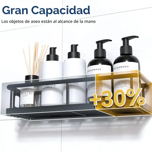 Miniatura 4 de YASONIC Organizador de ducha adhesivo, estantes de ducha a prueba de óxido para ducha interior, organizadores de baño de gran capacidad y Negro